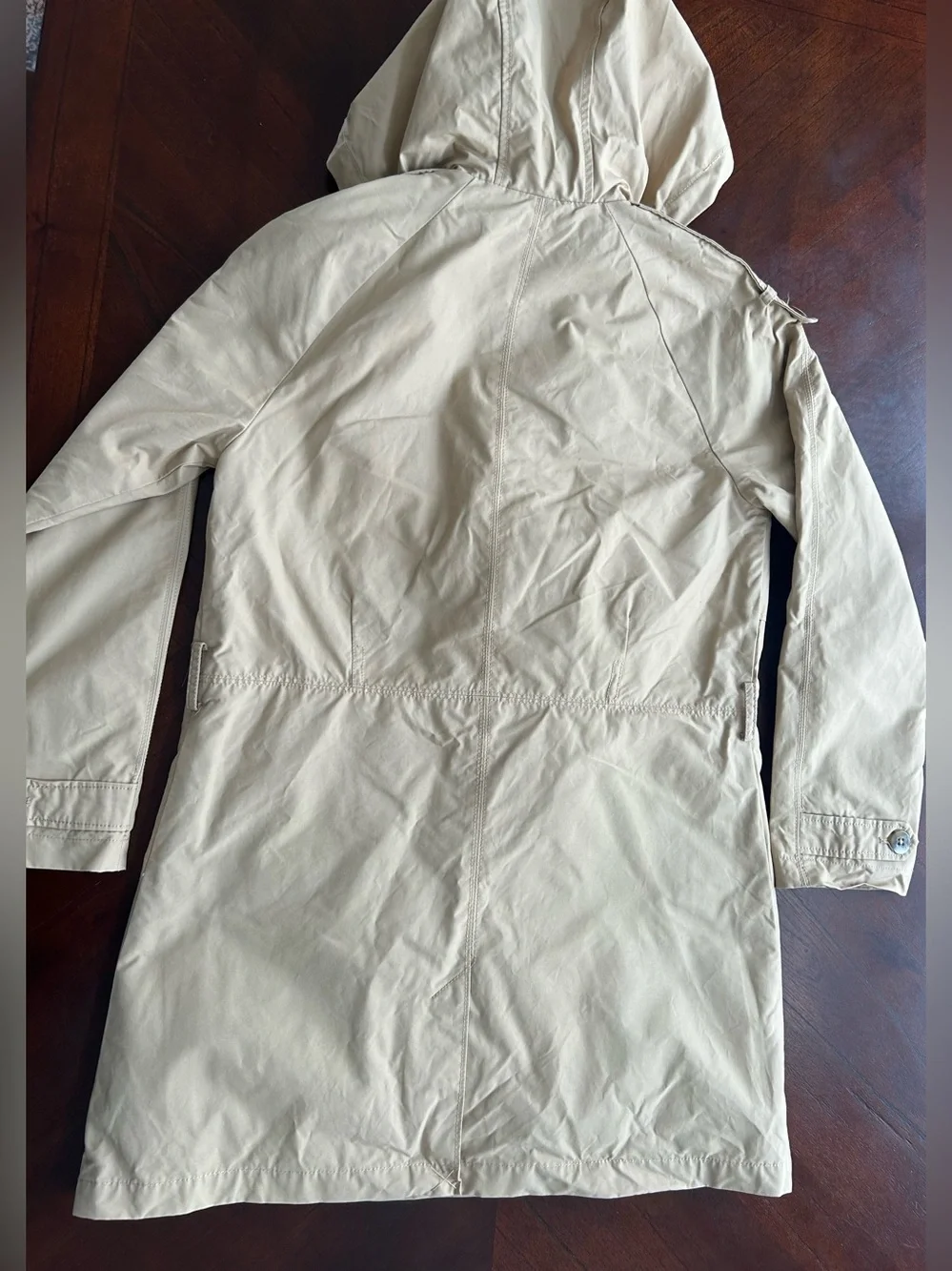 Zara Hooded Double-Breasted Trench Coat in Beige girl size 13-14